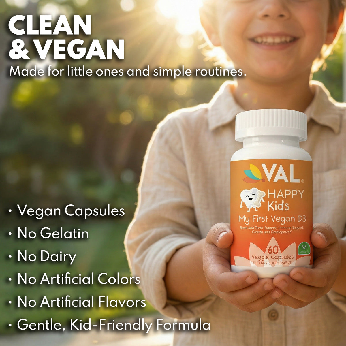 Vegan Vitamin D3 for Kids 1000 IU – Plant-Based Lichen Capsules for Bone, Teeth & Immune Support