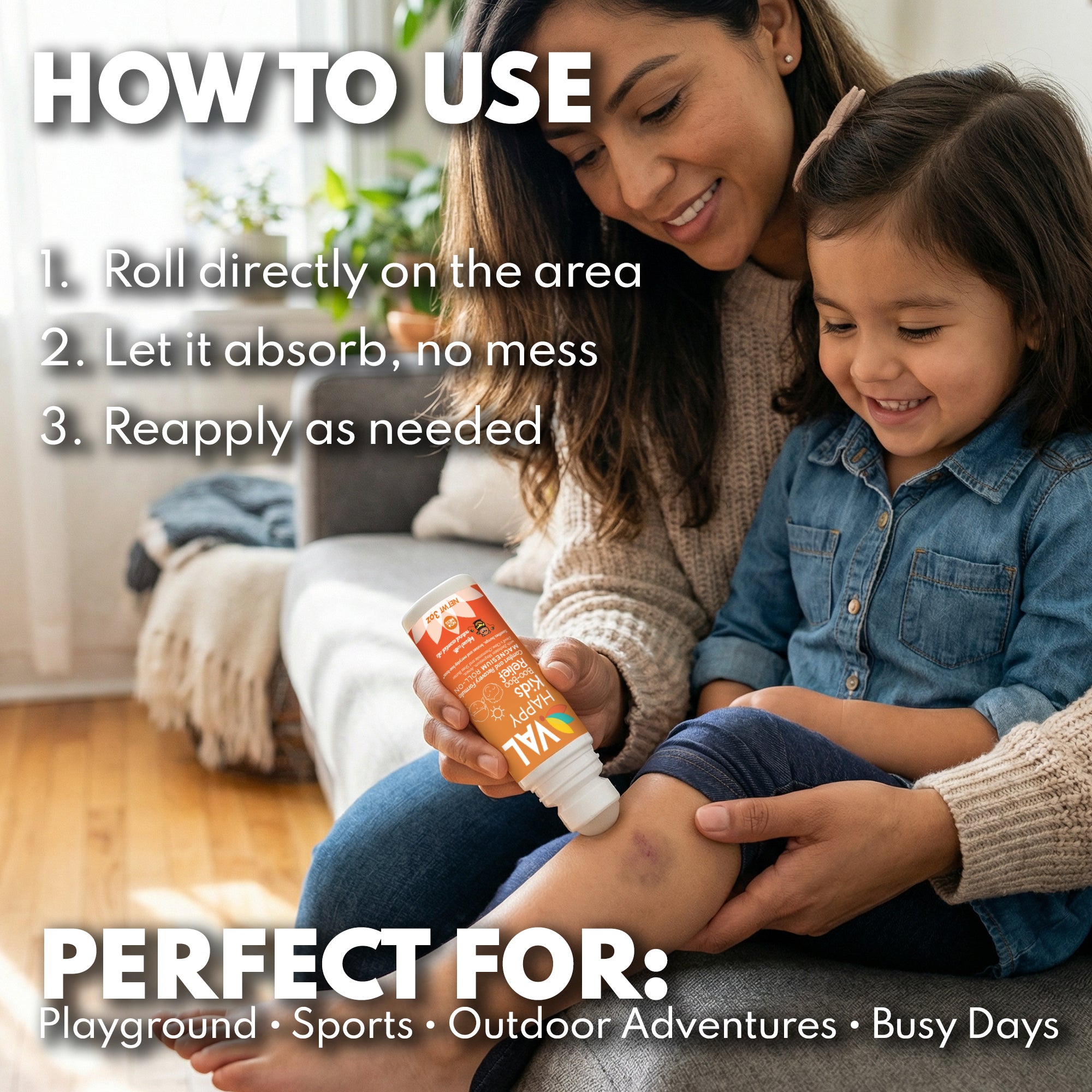 VAL Happy Kids Boo-Boo Relief Magnesium Roll-On for Kids, Zechstein® Magnesium with Arnica & Chamomile, Soothing Comfort Formula, Topical Roll-On, 3 oz