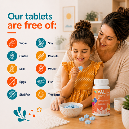 Calm, Focus & Relaxation Sugar-Free Chewable Magnesium for Kids | 60 Tablets | VAL Happy Kids | Berrylicious