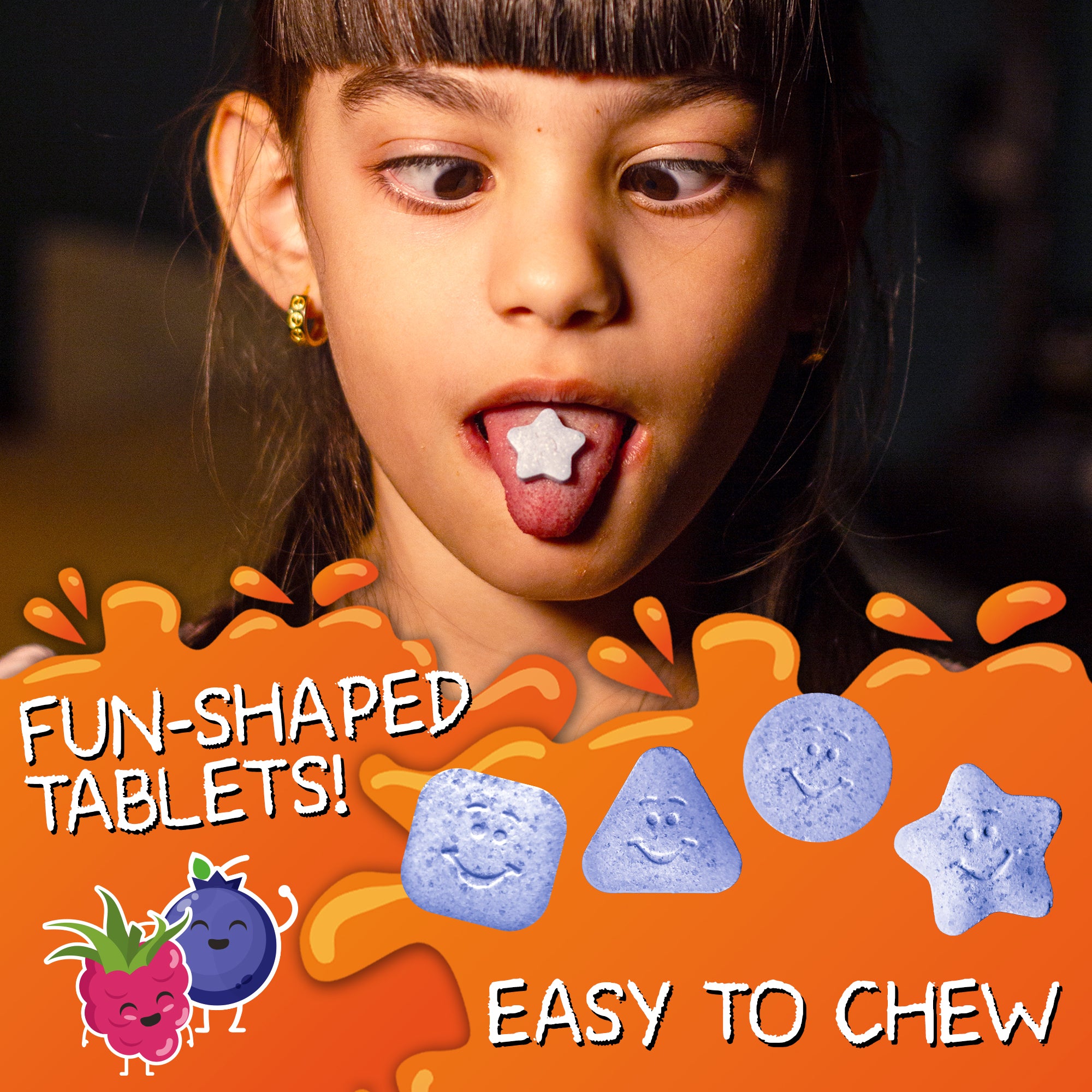 Calm, Focus & Relaxation Sugar-Free Chewable Magnesium for Kids | 60 Tablets | VAL Happy Kids | Berrylicious