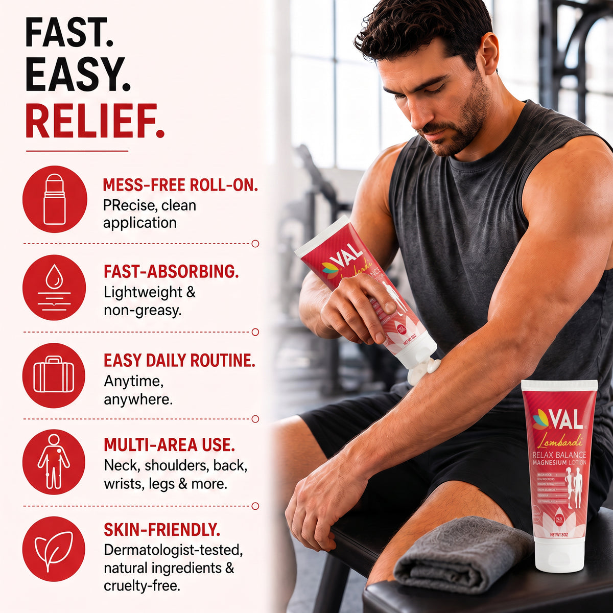 Rollerball Fast-Acting Muscle & Joint Relief with Zechstein Magnesium, Arnica, Camphor & Menthol | 4oz