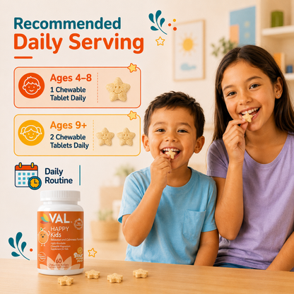 Calm, Focus & Relaxation Sugar-Free Chewable Magnesium for Kids | 60 Tablets | Sour Orange