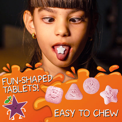 Calm, Focus & Relaxation Sugar-Free Chewable Magnesium for Kids | 60 Tablets | VAL Happy Kids | Star Grape