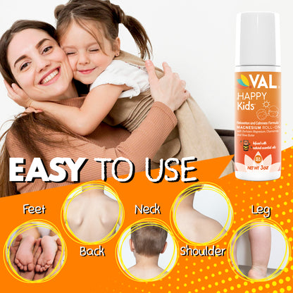 VAL Happy Kids Magnesium Roll-on for Kids - Relaxation and Calmness Formula - 3oz