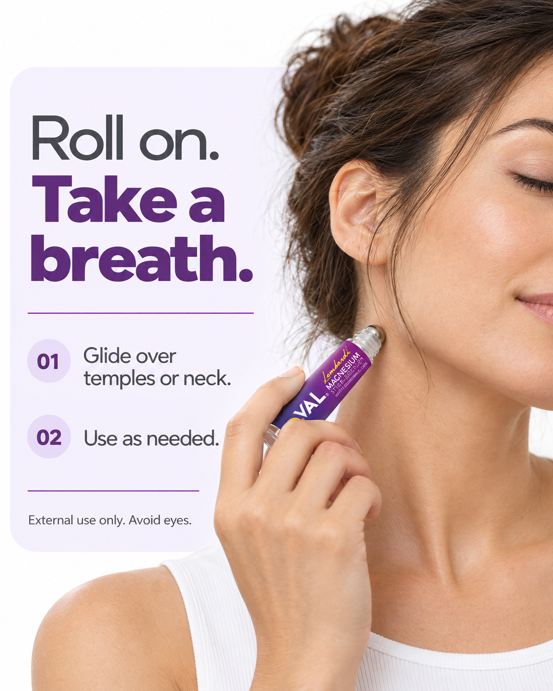 Natural Migraine Relief Metal Roll-On | Magnesium with Peppermint & Essential Oils