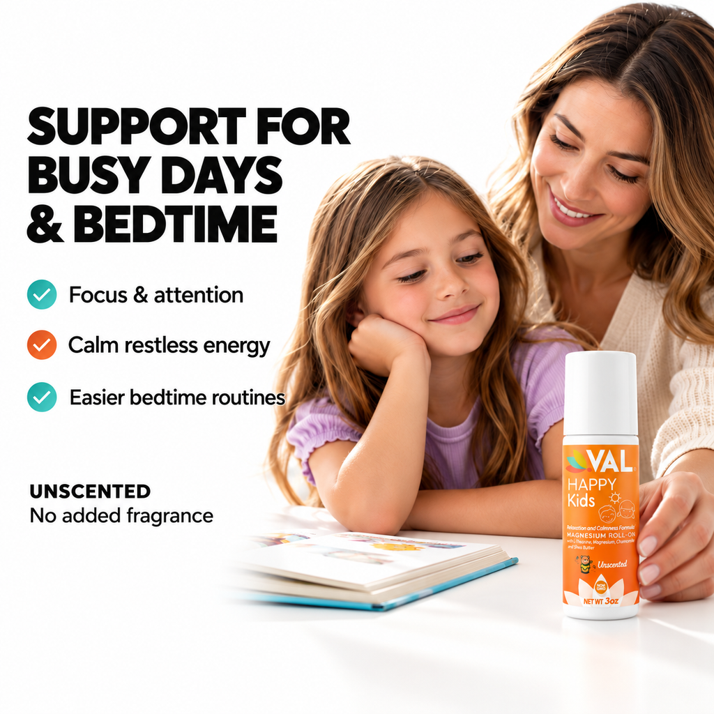 Kids Magnesium Roll-On for Calm & Relaxation – Unscented Zechstein® Magnesium with Chamomile & Shea Butter | 3 oz