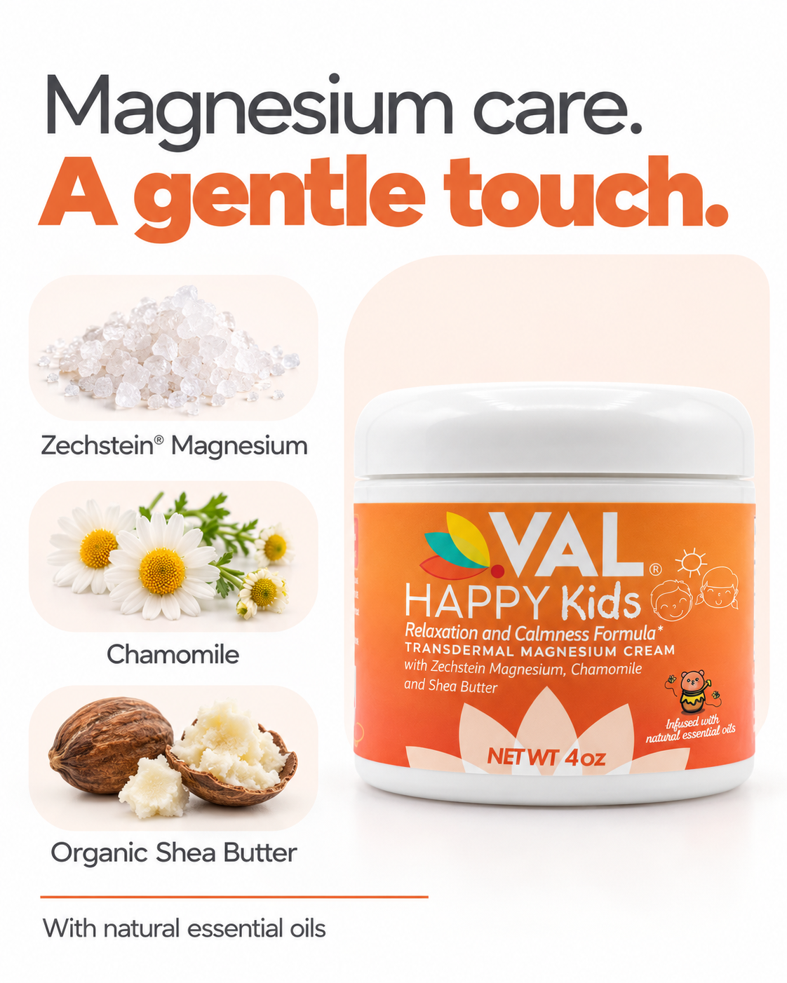 Peaceful Sleep & Relaxation Magnesium Cream for Kids | 4 oz