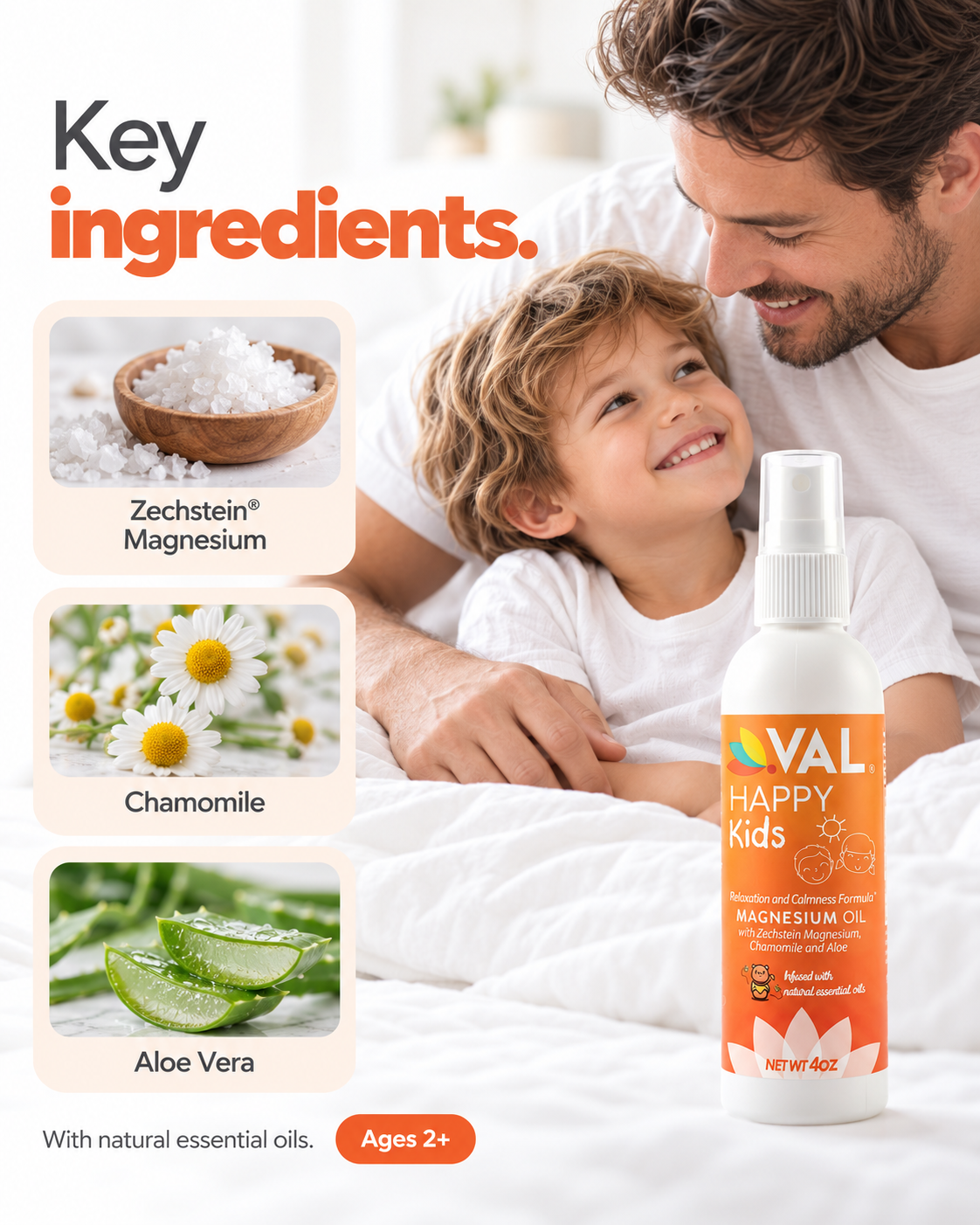 Magnesium Oil Spray for Kids – Relaxation & Calm Mood Support | Zechstein® Magnesium, Chamomile & Aloe | 4 oz