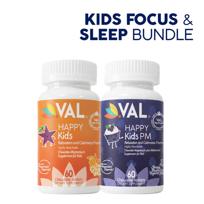 Dual Action | Focus + Sleep Support - Magnesium Day & Night Chewables for Kids | VAL Happy Kids