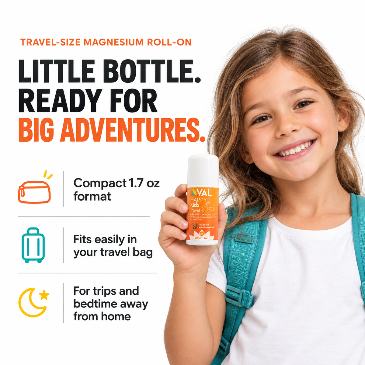 Travel Magnesium Roll-On for Kids – Calm & Relaxation with Zechstein® Magnesium, Chamomile & Shea Butter | 1.7 oz