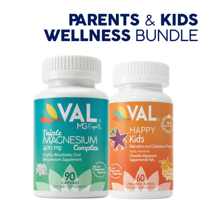 Family Magnesium Pack for Better Sleep, Calm & Daily Energy – Adults Triple Complex + Kids Chewables | VAL Natural