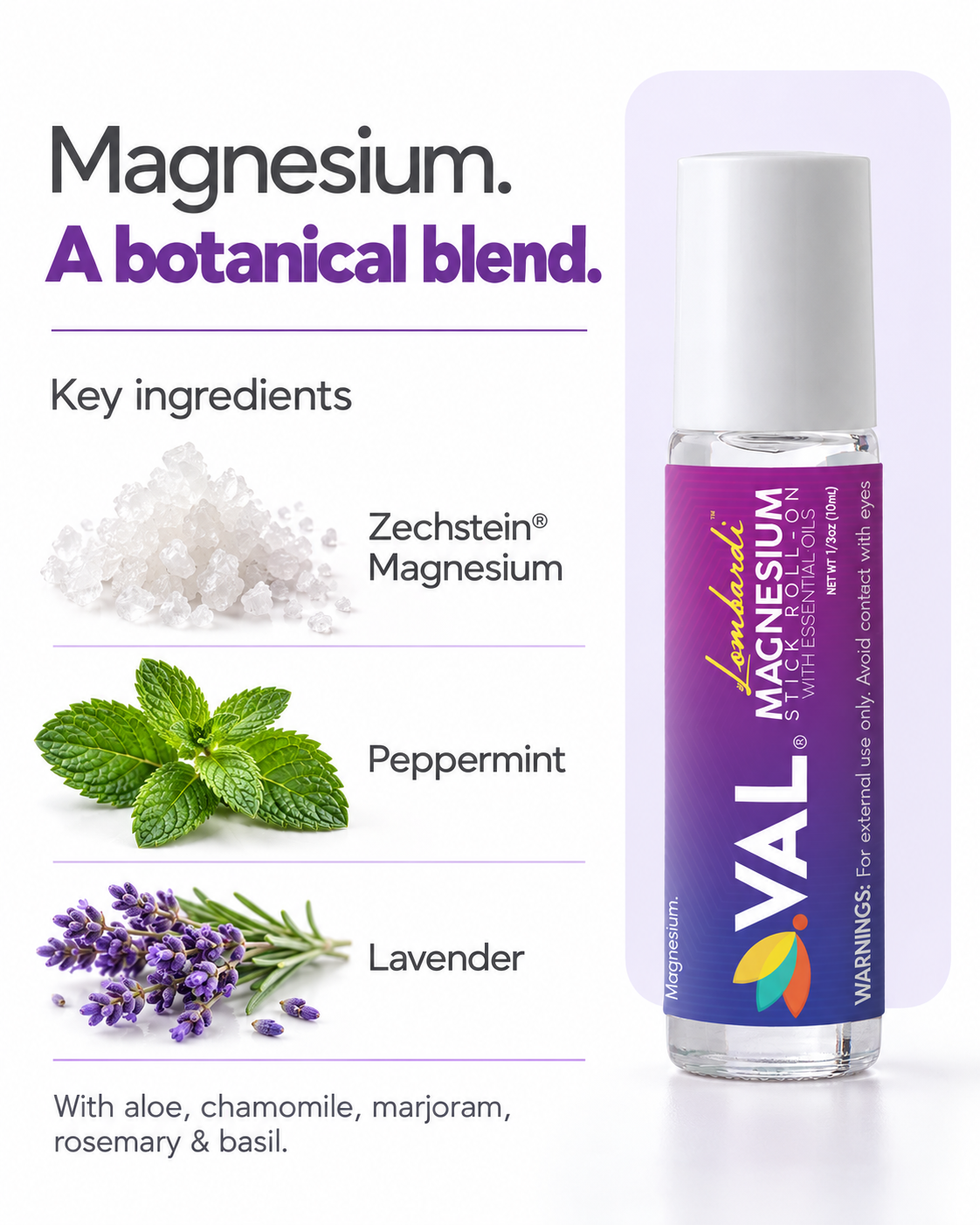 Natural Migraine Relief Metal Roll-On | Magnesium with Peppermint & Essential Oils