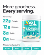 Bone Broth Protein Powder – 22g Protein + 12g Collagen with MCT & Pea Protein – Chicken Broth Blend | 16 Servings