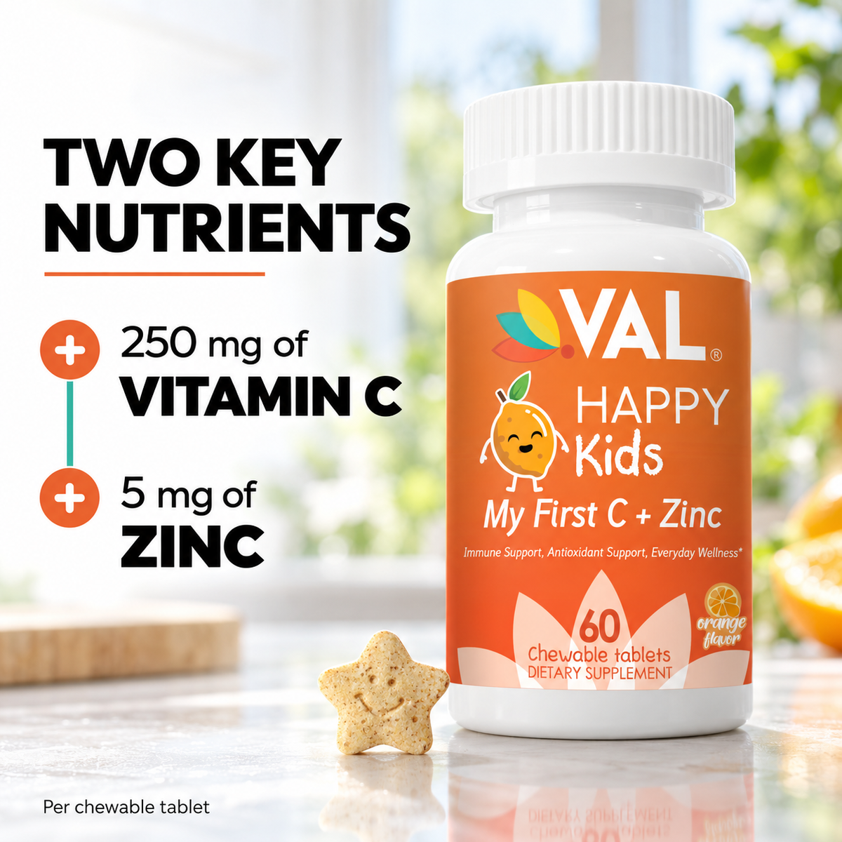 Vitamin C + Zinc Chewables for Kids – Immune Health & Antioxidant Support