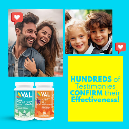 Parent and Child Wellness Pack: Triple Magnesium Complex for Adults and Fun Chewables for Kids, Enhanced with Vitamin B6 for Optimal Health - Val Supplements