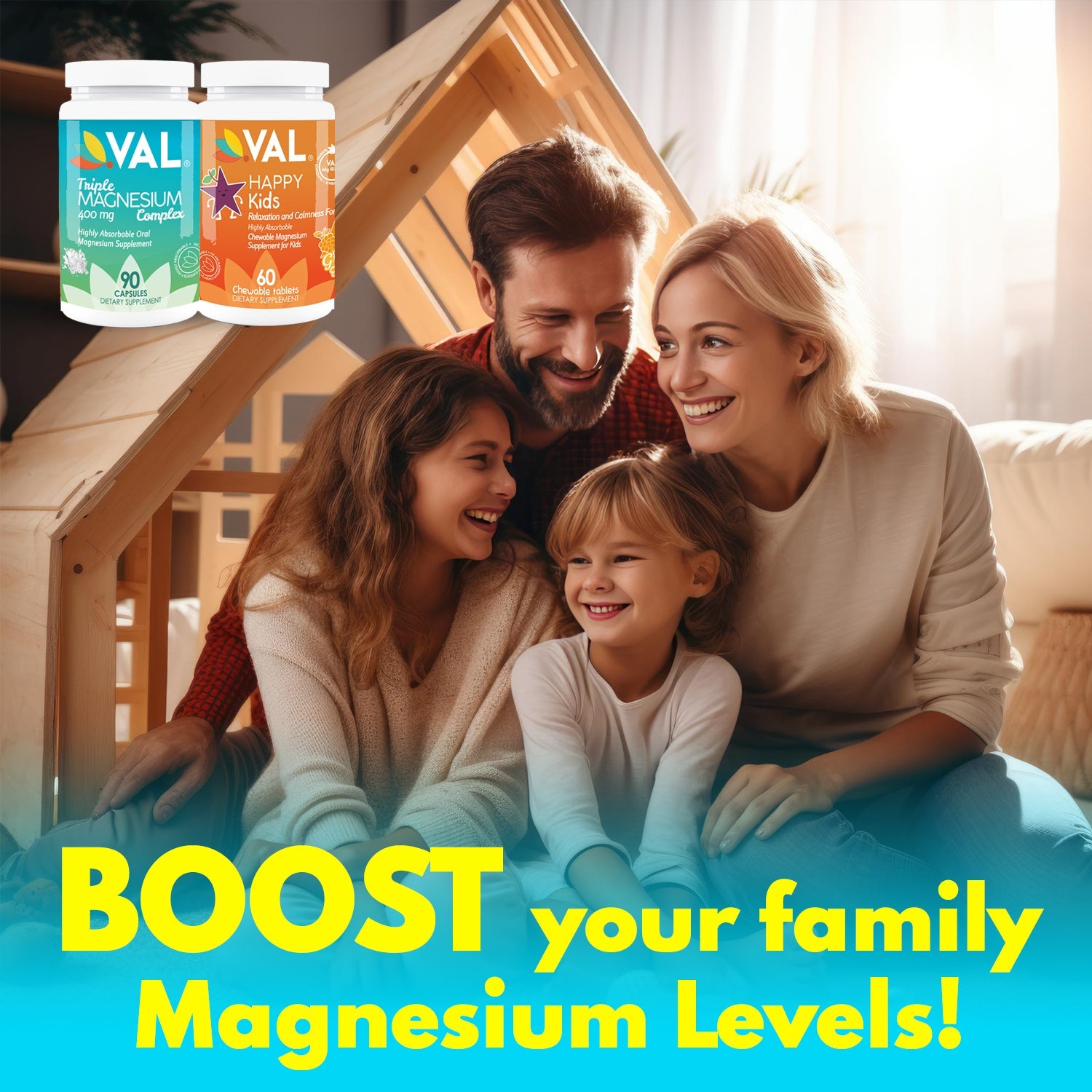 Parent and Child Wellness Pack: Triple Magnesium Complex for Adults and Fun Chewables for Kids, Enhanced with Vitamin B6 for Optimal Health - Val Supplements