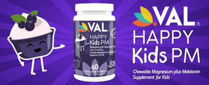 VAL Happy Kids Melatonin plus Magnesium Bedtime Routine Supplement - 60 Chew Tabs