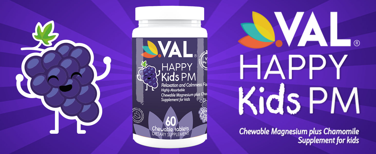 VAL Happy Kids Melatonin plus Magnesium Bedtime Routine Supplement - 60 Chew Tabs