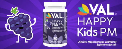 VAL Happy Kids Melatonin plus Magnesium Bedtime Routine Supplement - 60 Chew Tabs