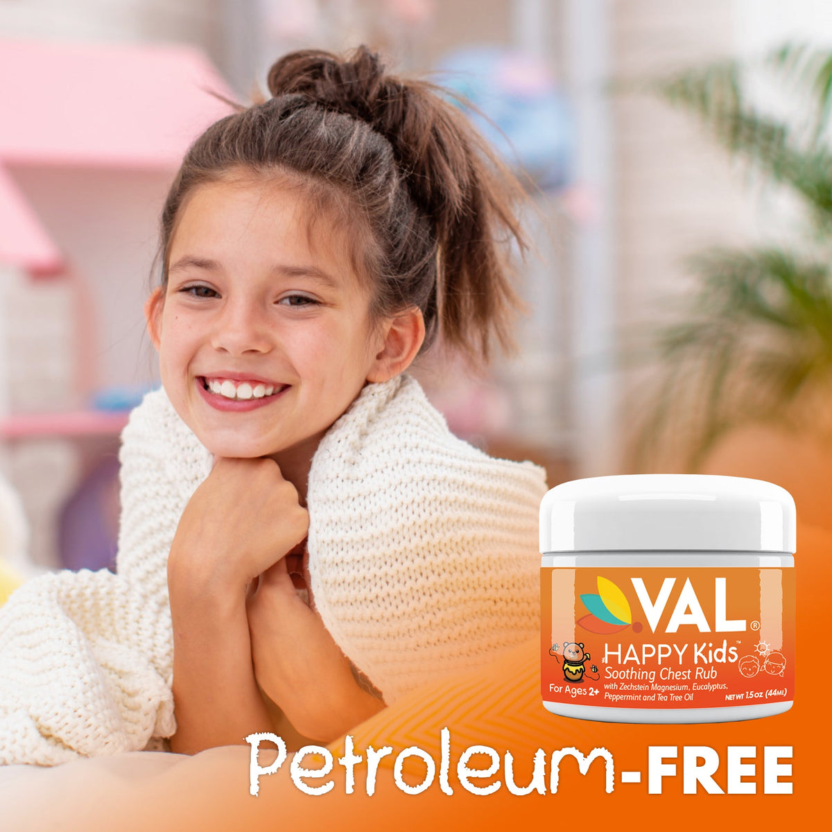 VAL Happy Kids Chest Rub – Magnesium-Based Supplement for Kids’ Nighttime Relaxation Routine