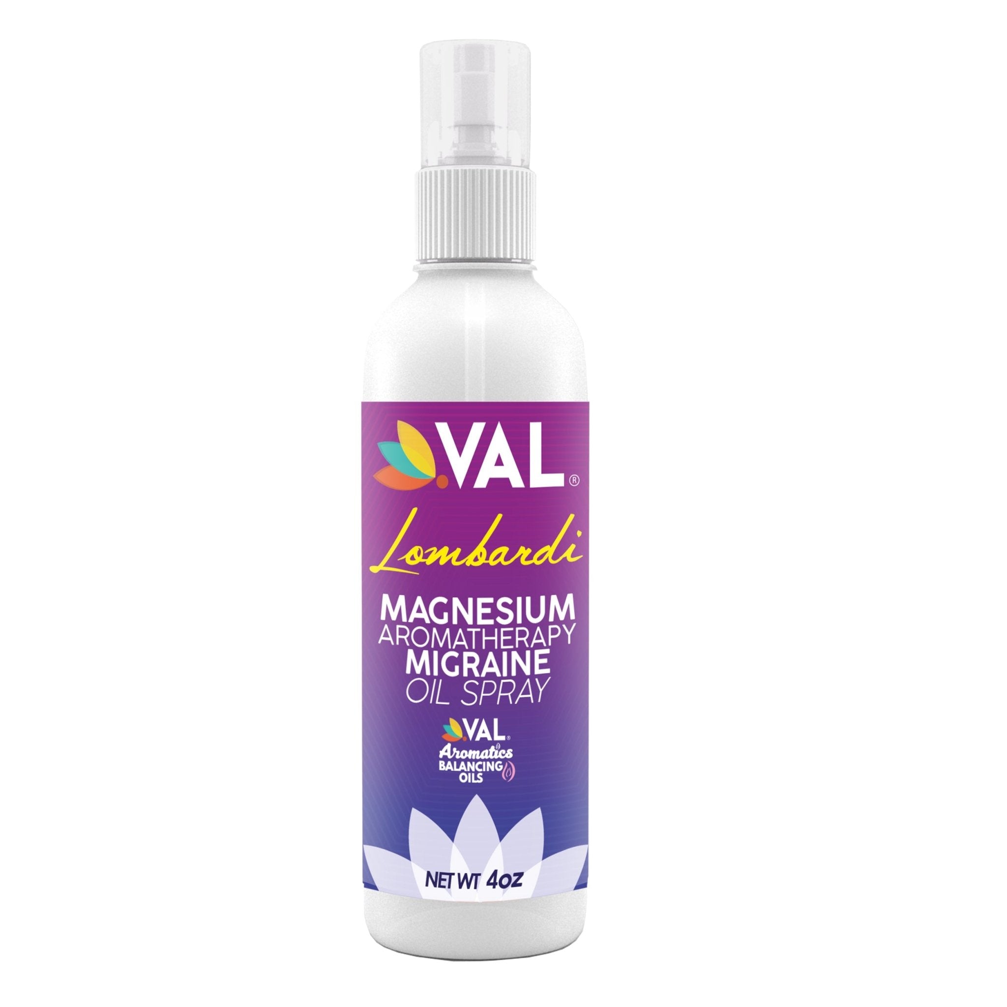 VAL Lombardi Migraine Relief Magnesium Spray with Relaxant Oils - 4oz - Val Supplements