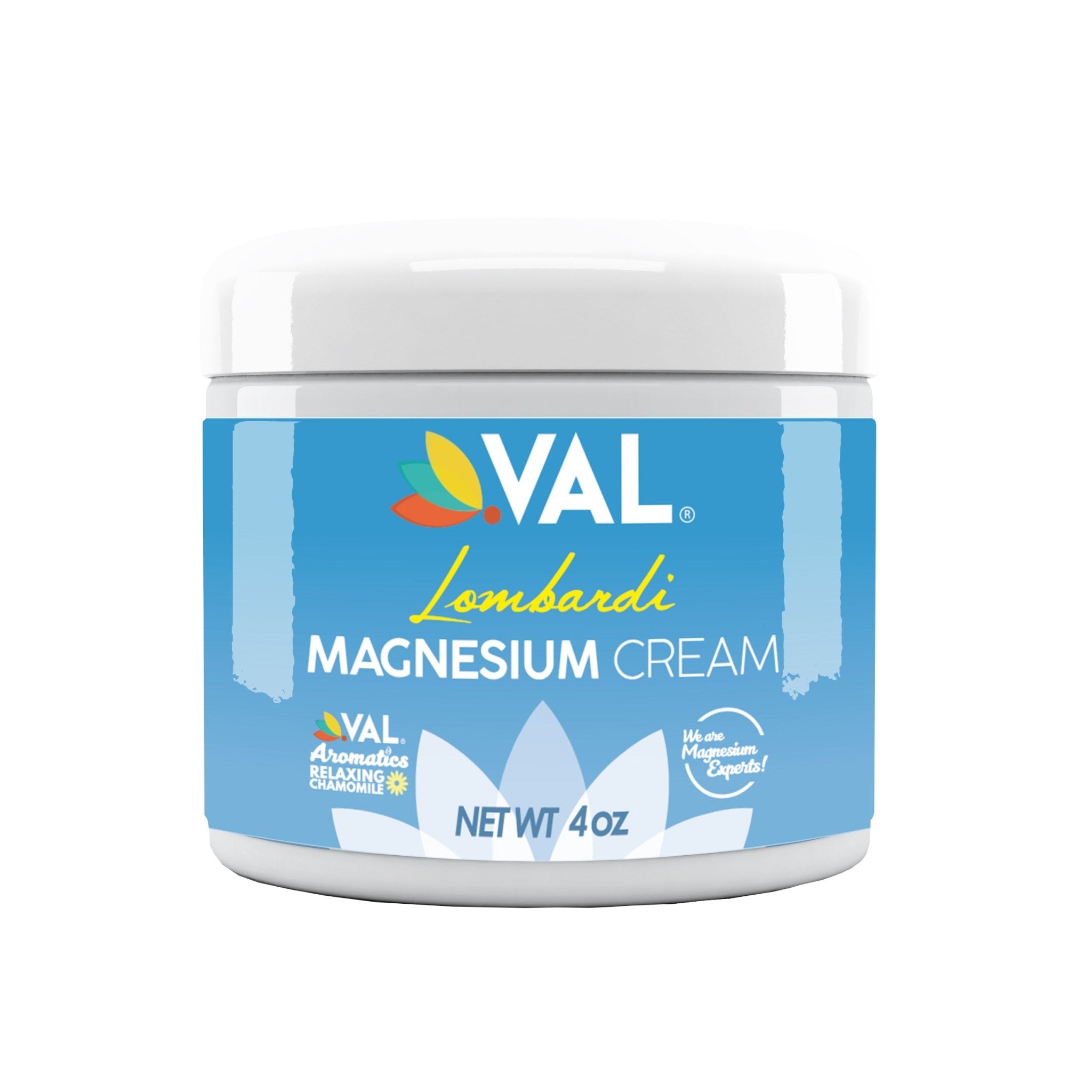 VAL Lombardi Transdermal Magnesium Cream Relaxing Chamomile - Natural Pain Relief with Moisturizing Organic Shea Butter - 4oz - Val Supplements