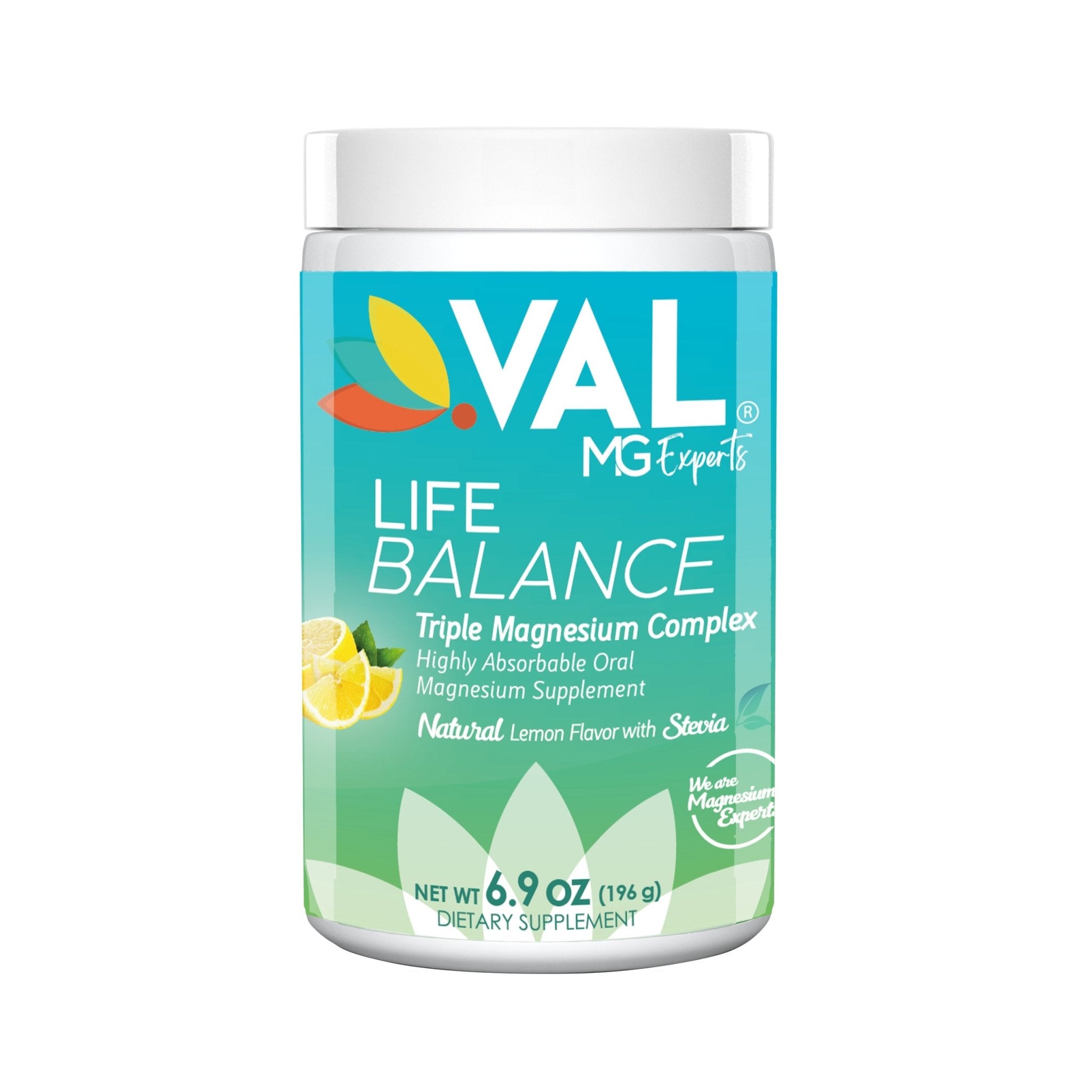 VAL Triple Magnesium Complex Supplement Drink Powder Mix - Stress, Sleep, Migraine, Energy - 60 Servings - Natural Lemon Flavor - Val Supplements