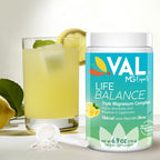 VAL Triple Magnesium Complex Supplement Drink Powder Mix - Stress, Sleep, Migraine, Energy - 60 Servings - Natural Lemon Flavor - Val Supplements