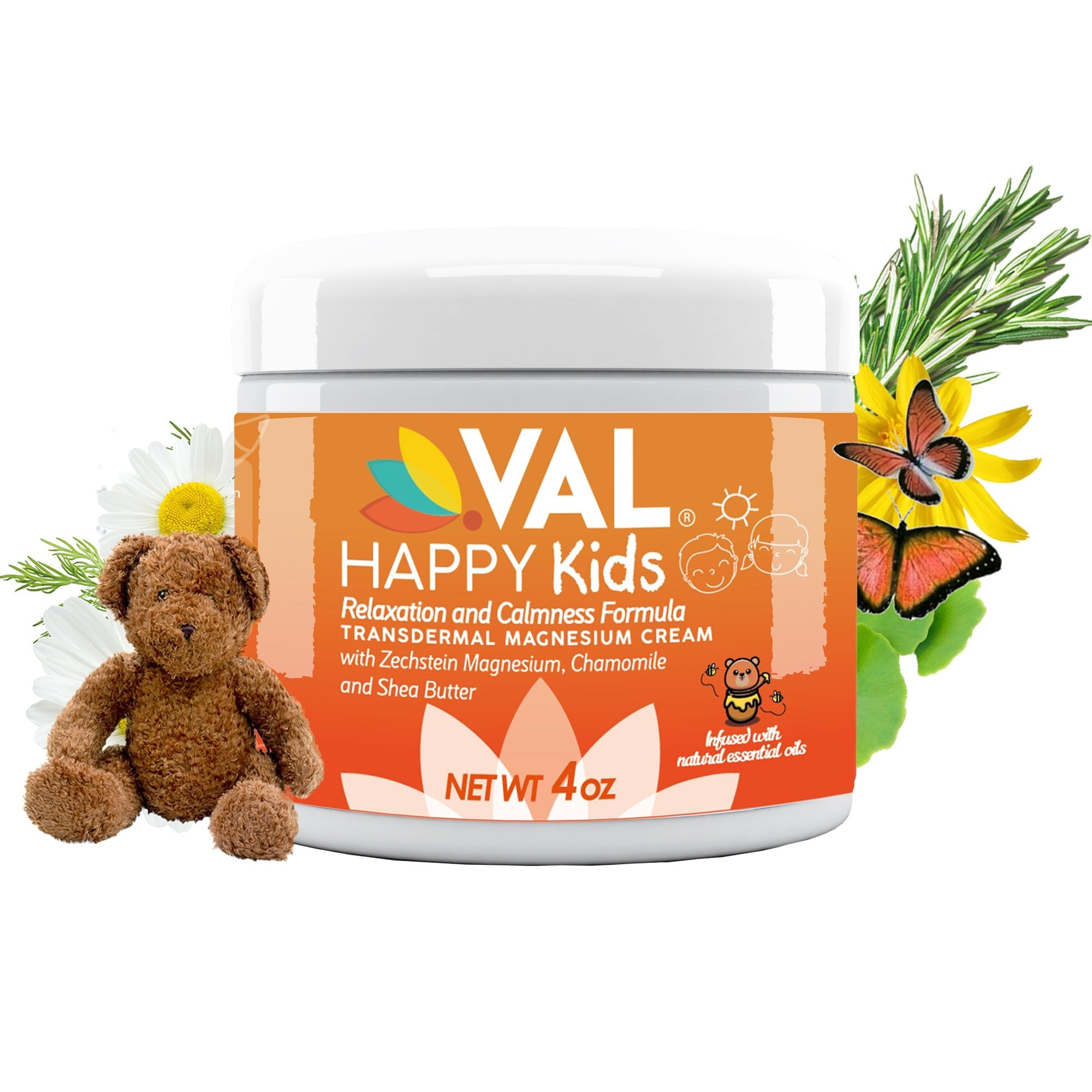 Soothing Magnesium Supplement for Kids – VAL Happy Kids Cream with Gentle Formula for Children